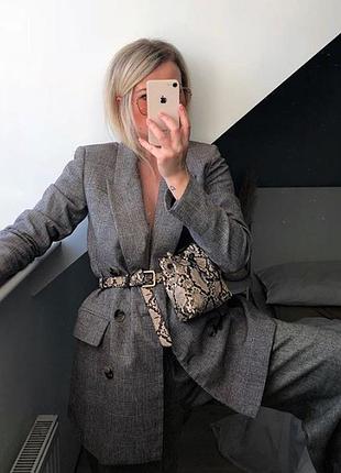 Сумка на пояс 3 в 1 под рептилию ярко-бежево-коричневая6 фото