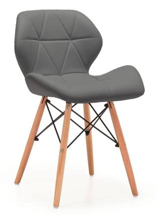 Деревянный стул с мягким сидением стар, цвет серый