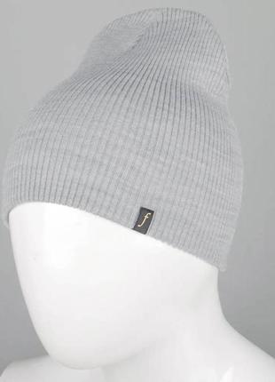 Трикотажна шапка "doublef" світло-сіра1 фото