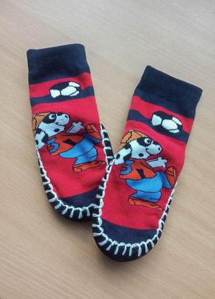 Махрові теплі шкарпетки капці 12,5 см носки носочки з тормозками тапочки на хлопчика 12- 18 міс