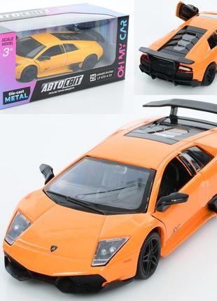 Машина as-3089 (48шт) автосвіт, lamborghini murcielago, метал, інерц, 12,5см, відчиняються двері, гумові