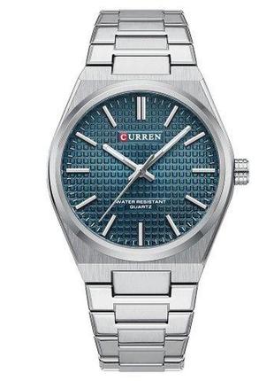 Мужские наручные кварцевые часы curren 8439 silver-blue