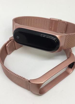 Металлический ремешок mi band 3 Xiaomi mi band 2 mi band 5 mi band 6 миланская петля ⛓матовый розовый