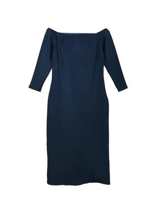 Силуэтное черное платье длины миди, платье с открытыми плечами, трикотажное платье с рукавом 3/4