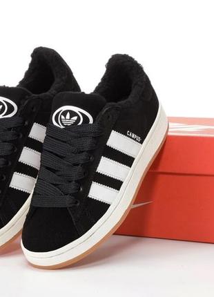 Зимові шкіряні кросівки adidas campus winter (адидас кампус з хутром)36-45