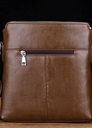 Якісна чоловіча сумка планшетка кенгуру, сумка-планшет на плече для чоловіків світло-коричневий5 фото