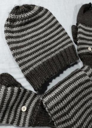 Вязанный комплект шапка шарф перчатки