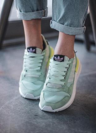 😻adidas zx mint😻женские кроссовки адидас мятного цвета — купить