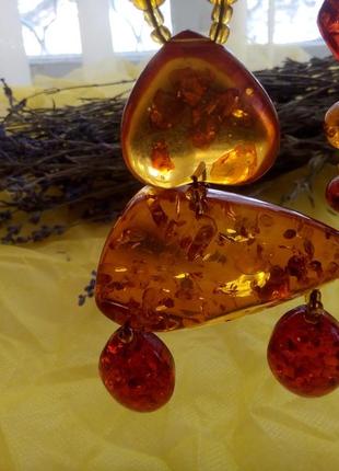 Колье "гречишный мед" имитация янтаря из карнавального галлалита бусы с крупным кулоном8 фото