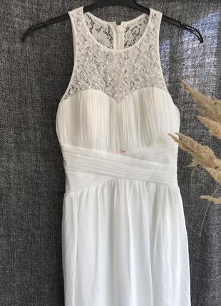 Біле весільне плаття/ весільна сукня плісе з мереживом з намистинами плісироване2 фото