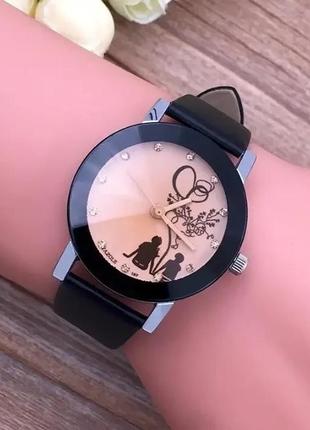 Женские часы geneva с ремешком из экокожи черный4 фото