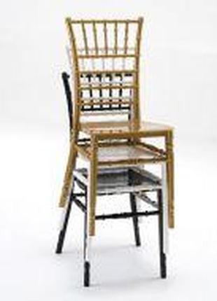 Дизайнерський стілець для весілля і банкету чиавари (к'яварі) з подушкою, золотий, пластиковий7 фото