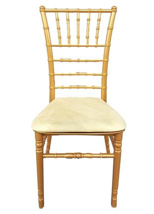 Дизайнерський стілець для весілля і банкету чиавари (к'яварі) з подушкою, золотий, пластиковий3 фото