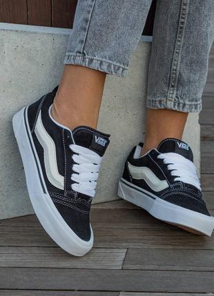 Мужские кеды vans knu skool black white platform