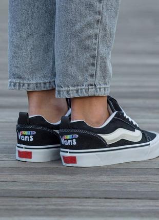 Женские кеды vans knu skool black white platform5 фото