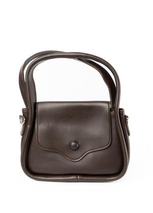 Сумка женская стильная через плечо с ручками и ремешком, сумочка клатч, темно-коричневый "gr"