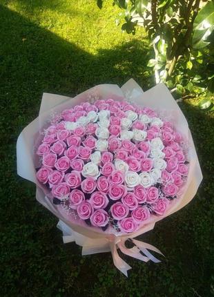 Мильна троянда рожева для створення розкішних нев'янучих букетів і композицій з мила2 фото