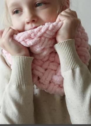 Красивий вязаний плюшевий дитячий снуд снудик хомут баф1 фото
