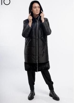 Alberto bini куртка удлинённая чёрная зимняя куртка пуховик стеганое пальто зима5 фото