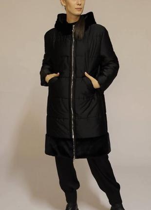Alberto bini куртка удлинённая чёрная зимняя куртка пуховик стеганое пальто зима2 фото