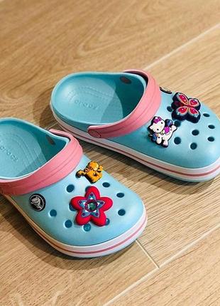 Крокс крокбенд клог дитячі голубі crocs crocband clog kids 204537 ice blue/white6 фото