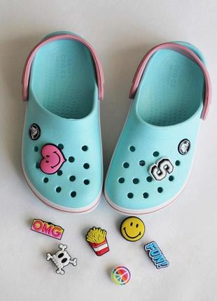 Крокс крокбэнд клог детские голубые crocs crocband clog kids 204537 ice blue/white7 фото