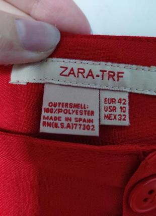 Красные базовые штаны от zara, немного розклешенные к низу4 фото