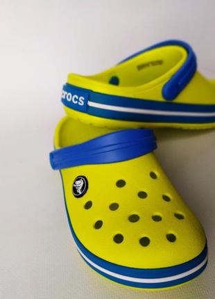 Крокс крокбэнд клог детские желто-зеленые crocs crocband clog kids tennis green ball/ocean5 фото