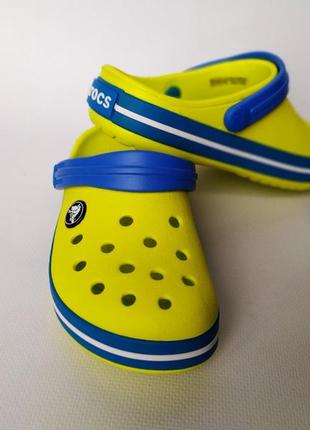 Крокс крокбэнд клог детские желто-зеленые crocs crocband clog kids tennis green ball/ocean6 фото