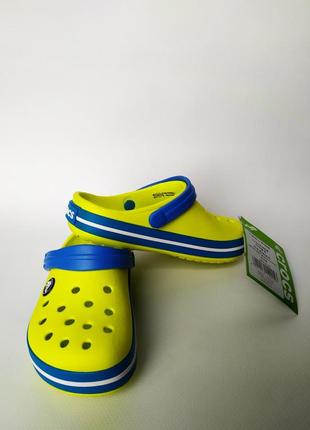 Крокс крокбэнд клог детские желто-зеленые crocs crocband clog kids tennis green ball/ocean4 фото