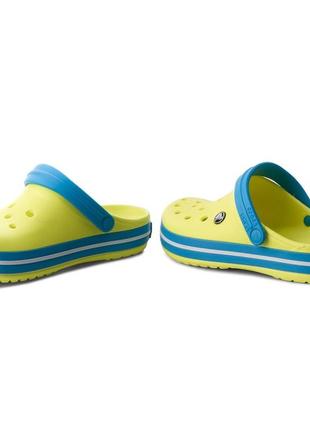 Крокс крокбэнд клог детские желто-зеленые crocs crocband clog kids tennis green ball/ocean7 фото