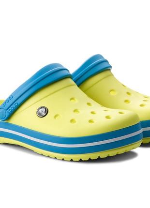 Крокс крокбэнд клог детские желто-зеленые crocs crocband clog kids tennis green ball/ocean2 фото