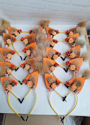 Обідок обруч з вушками білочки, вушка білочки, костюм білочки