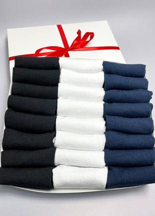 Подарочные носки мужские короткие летние белые серые черные 41-45 24 пары