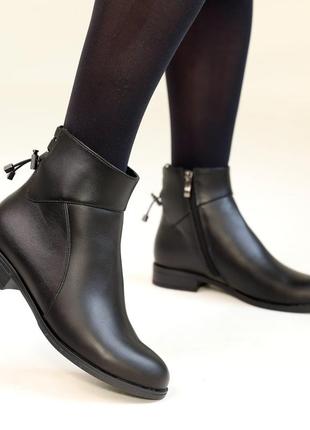 Стильные классические черные женские ботинки,туфли женские, кожаные/кожа-женская обувь на зиму