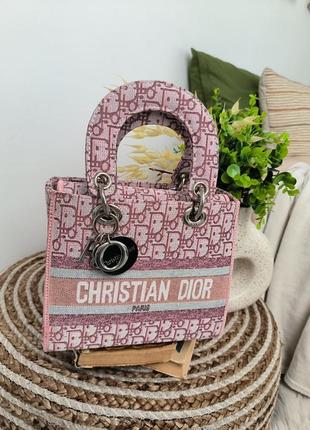Жіноча сумка christian dior lady d-lite pink
