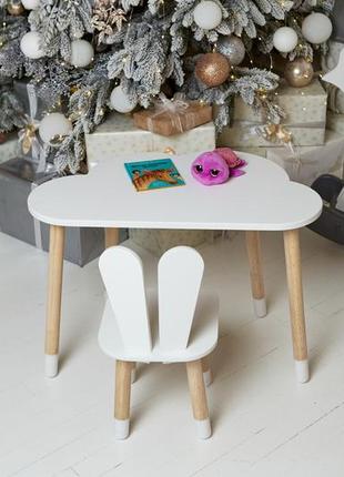 Комплект столик і стільчик дитячий дерев'яний мдф зайчик8 фото