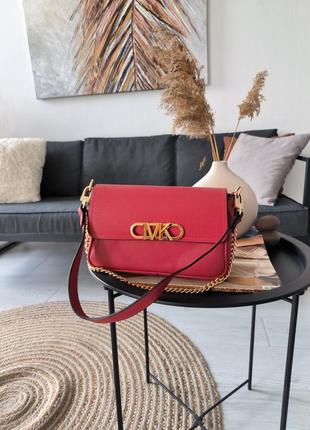 Жіноча сумка michael kors parker medium logo crossbody bag red