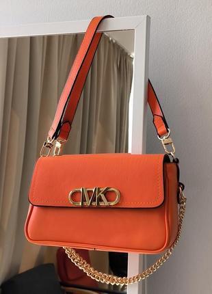 Женская сумка michael kors parker medium logo crossbody bag orange