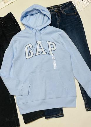 Худи на флисе gap (унисекс ) голубой цвет с логотипом