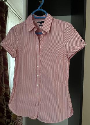 Рубашка женская на короткий рукав tommy hilfiger