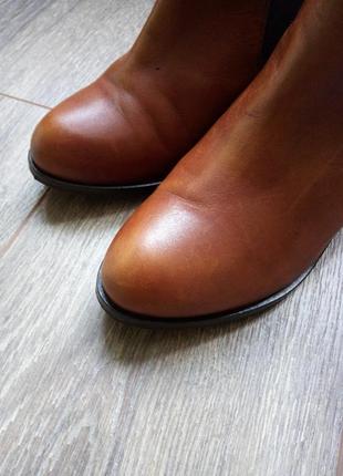 Коричневые кожаные деми ботинки ботильоны полу сапоги9 фото