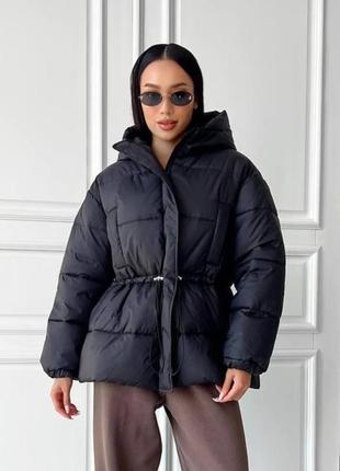 Куртка зима до -20° з капюшоном куліскою беж чорна блакитна