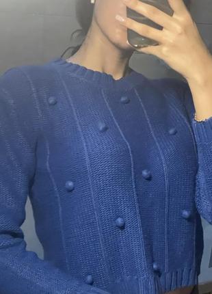 Элегантный вязаный свитшот свитер синий кардиган кофта тепла брендовая нова