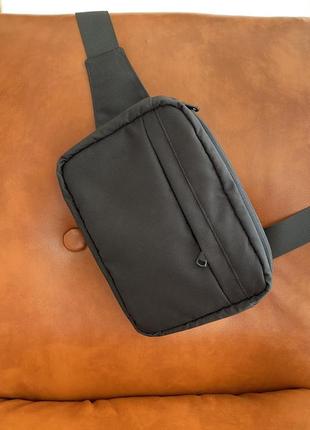 Мужская текстильная сумка поясная, на пояс, сумка слинг  материал оксфорд 600 германия, чёрного цвета