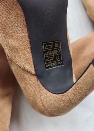 Жіночі високі демісезонні чоботи з еко замшу, нюдові ботфорти від британського бренду misspap 36 р.6 фото
