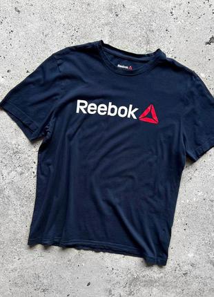 Reebok men’s center logo blue t-shirt футболка4 фото