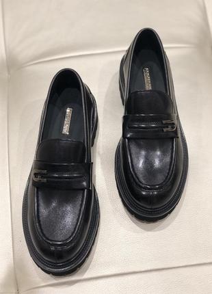 Женские стильные лоферы из натуральной кожи черные туфли am3289a-19-05 anemone 3068 37, черный6 фото