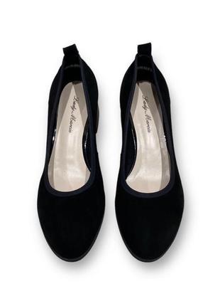Женские замшевые туфли лодочки с удобной колодкой черные на каблуке s983-02-r019a-9 lady marcia 28437 фото