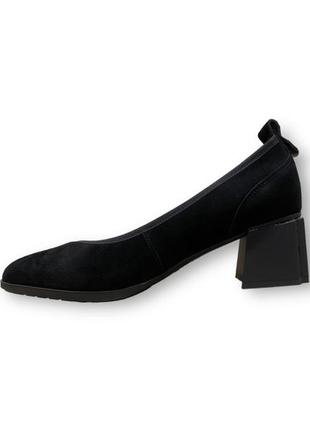 Женские замшевые туфли лодочки с удобной колодкой черные на каблуке s983-02-r019a-9 lady marcia 28432 фото
